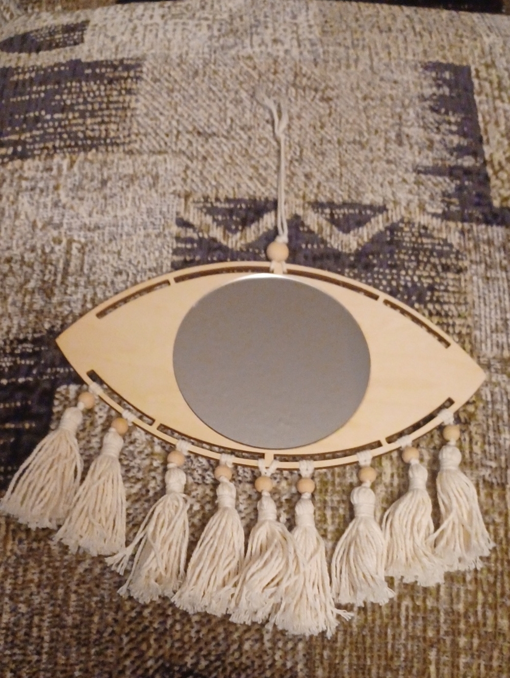 4/$40 Neutral Wood Eye Wall Decor with Tassels